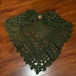 Handmade Green Crochet Poncho